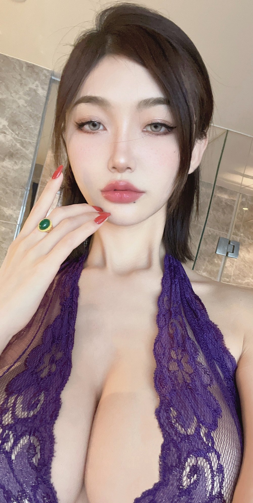 臉紅Dearie紫色情趣連體衣 [34P]