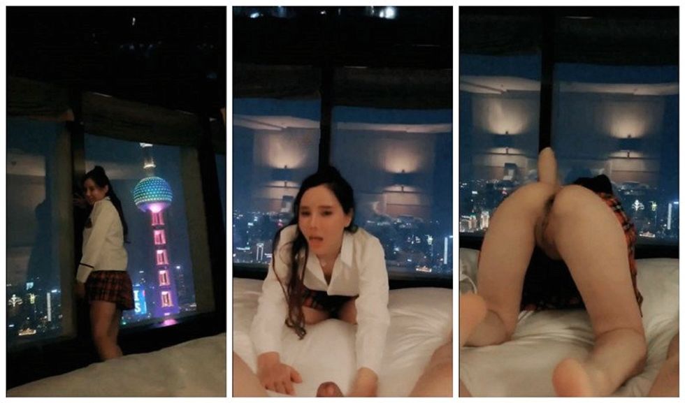 上海魔鬼身材性感網紅美女出名後5位數和土豪高級酒店淫亂啪啪,幹完一次換上性感泳衣又求肏