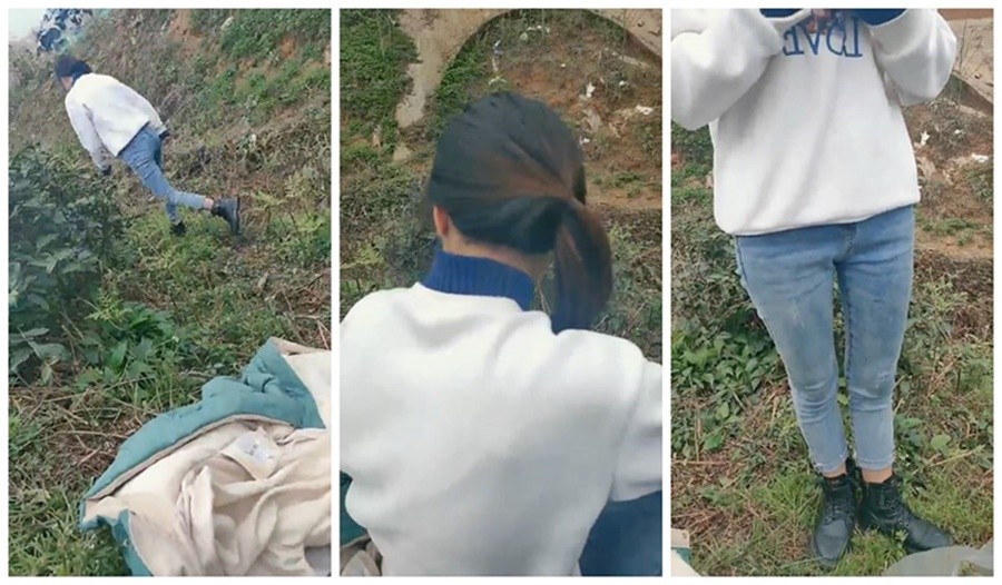 非常有才的男主播冒充抖音主持茶園套路正在摘野菜乳臭未幹的漂亮學生妹到車上啪啪