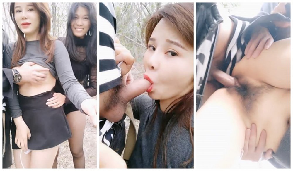 高清錄製淫騷姐妹約帥哥粉絲到戶外荒郊野戰