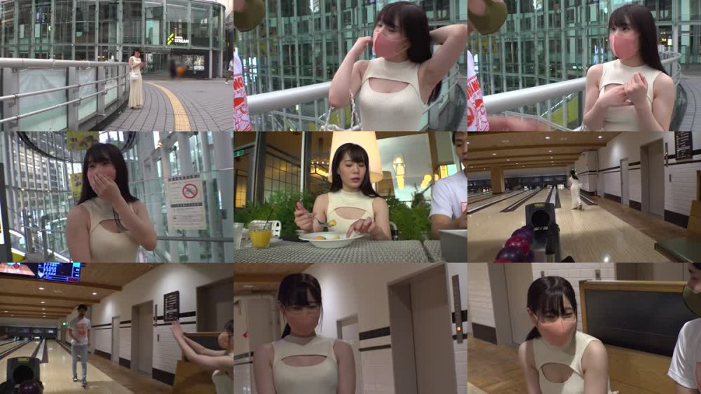 +++ [HD] 200GANA-2553 マジ軟派、初撮。 1699 胸元の谷間が魅力的過ぎる黒髪少女をナンパ！ボーリング対決からの罰ゲームでスタジオ連れ込み！スレンダーな体に不釣り合いな美巨乳に興奮必死！