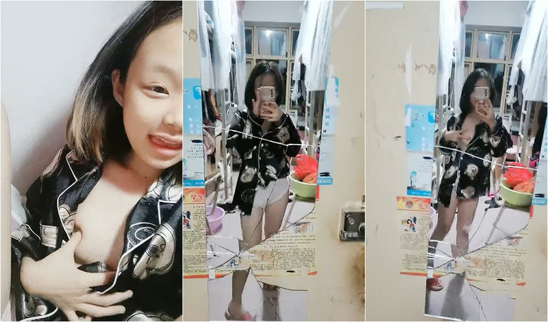 大學校園裏的小臊貨，寢室裏躲在床簾後褕褕開播，不敢大聲呻吟擔心室友發現