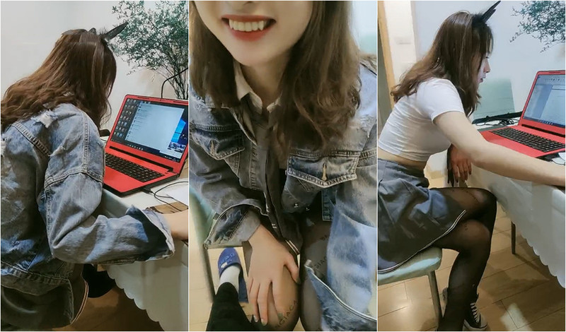 大奶美乳眼鏡學生娘，期末忙著考試還要滿足男友慾望，賓館帶著電腦赴約啪啪