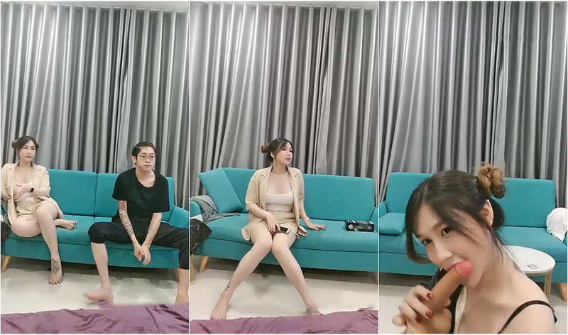 帥氣長毛眼鏡小哥網約越南丸子頭妹子，情趣黑絲后入爆艹，小哥還真猛