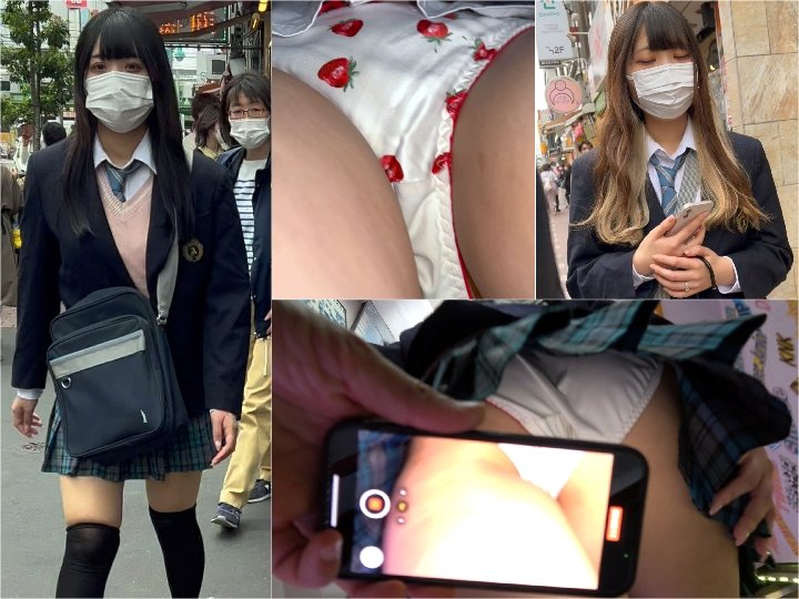 4k0511 【顔出し】[4K]超美人ちゃん+黒髪美少女系の2人の青チェックの純白生Pをじっくり撮り！！