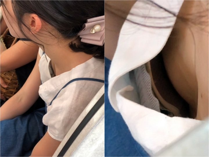 seijuntikubi 清純お姉さん、ワンピの胸元がガバガバ すぎておっぱい丸見えで綺麗な先っぽまで ♪