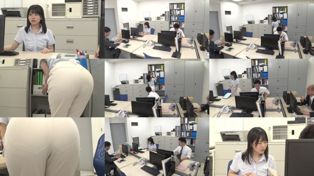 +++ [FHD] HUNTB-377 その突き出し尻はワザと？女子社員がピタパン突き出し尻でパン線丸出し！ボクは気になって仕事にならない！ガン見していたらスケベな視線と勃起に…