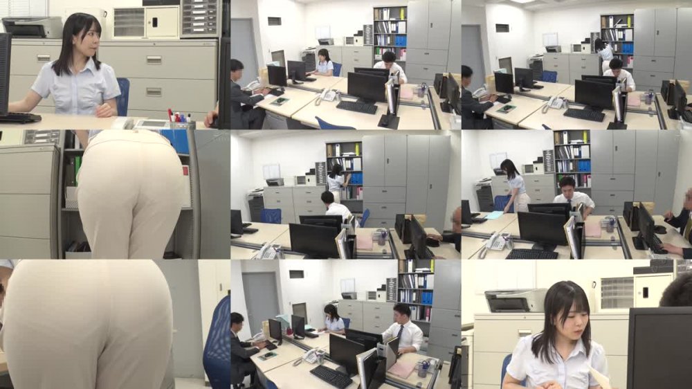 +++ HUNTB-377 その突き出し尻はワザと？女子社員がピタパン突き出し尻でパン線丸出し！ボクは気になって仕事にならない！ガン見していたらスケベな視線と勃起に…