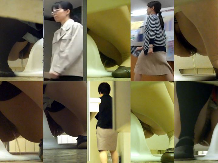 若いOL4名と熟女OL9名 和式トイレ前撮り