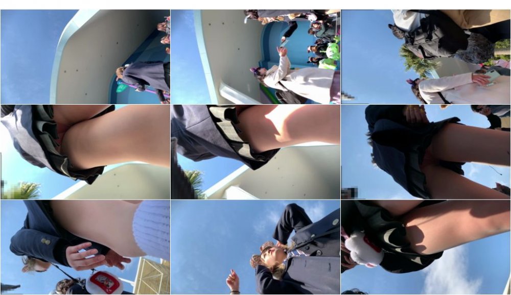 #4 夢の国@めちゃカワ金髪ギャルJK。 ずり落ちるルーズソックスの奥のスト赤P