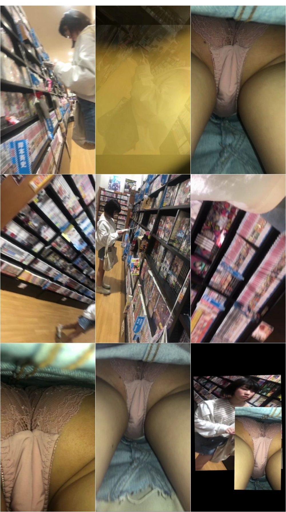 ピンクの生パン♪本屋で立ち読み中な私服のck女子逆さ！ etc4作品