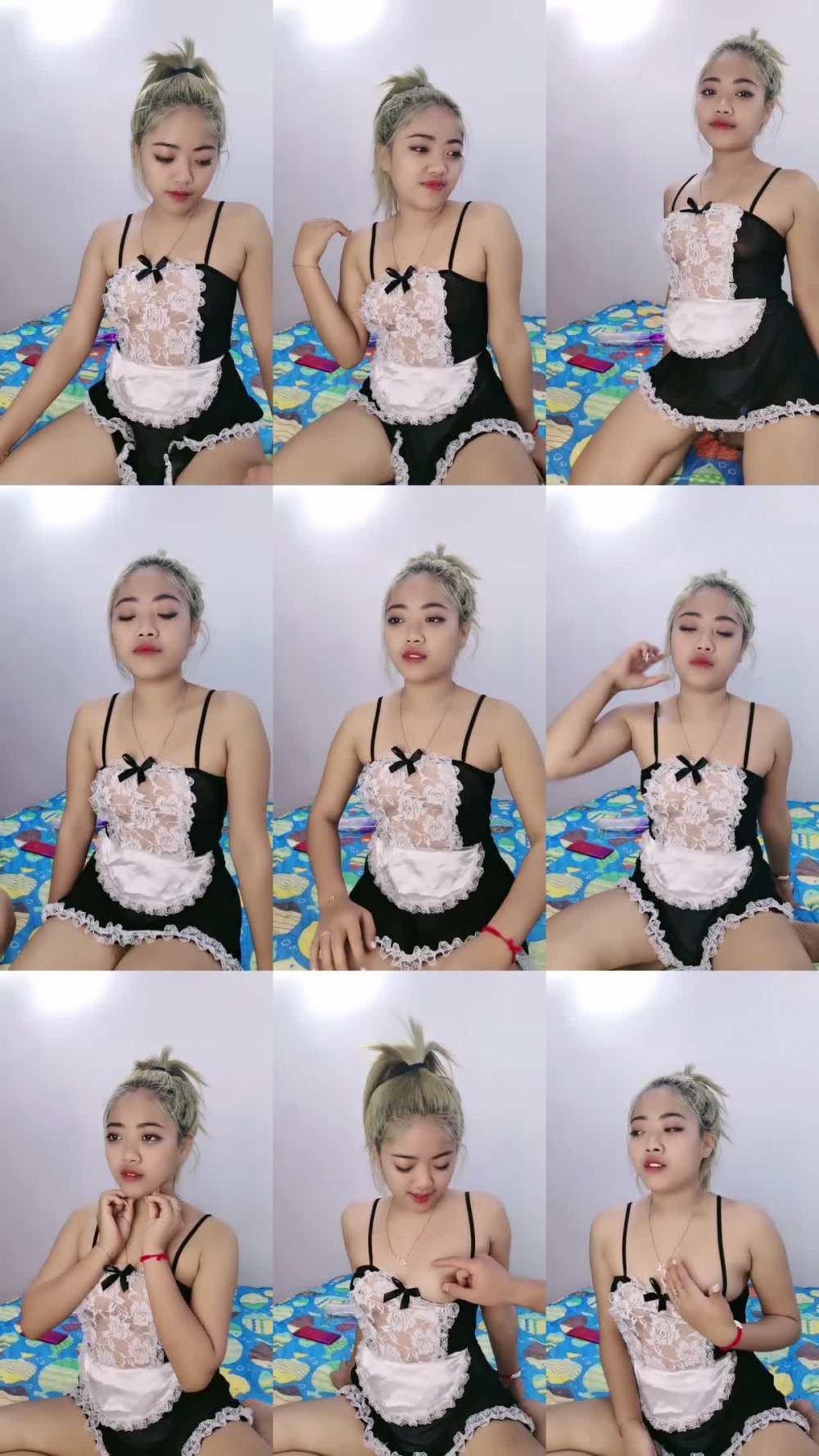 +++ ZB20230129_007 女僕裝黃毛小妹露臉跟小哥啪啪聽指揮，全程露臉深喉大雞巴，讓小哥抱在懷裡揉奶摳逼，後入抽插無套爆草內射