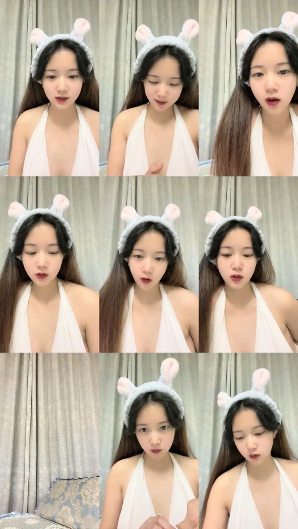 +++ ZB20230204_002 白色抹胸晚禮服，超短裙，大白屁股都是露在外面，豐滿大奶子，側面露出一線天道具插入粉穴