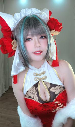 [Cosplay] 半半子 – 柴郡中华娘旗袍[45P2V-389MB]