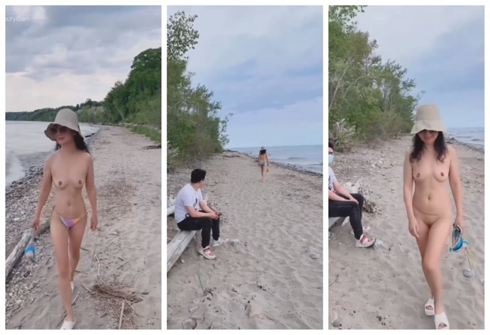 高貴氣質美少婦沙灘裸奔❤️勾引海邊觀潮眼鏡男到民宿酒店啪啪無套內射逼里無浮水印高清版
