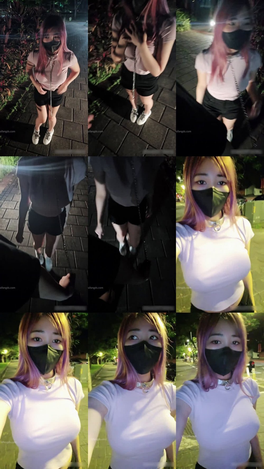 ❤️ √ 小小Q|羞恥露出 9月黑暗公園 狗鏈強制露出散步 好熱的下午 激凸與隔衣乳夾 兩部合集