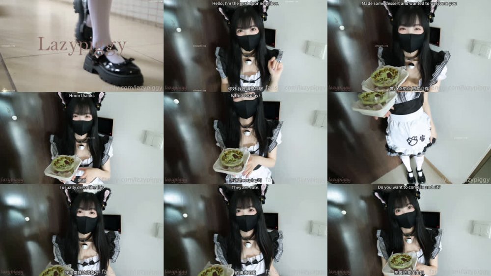 ⚫️ 新品福利，極品白虎嫩妹【lazypiggy懶懶豬】白女僕變身黑絲吊帶小貓咪，勾引鄰家哥哥，把哥哥都弄射了[MP4/820MB]