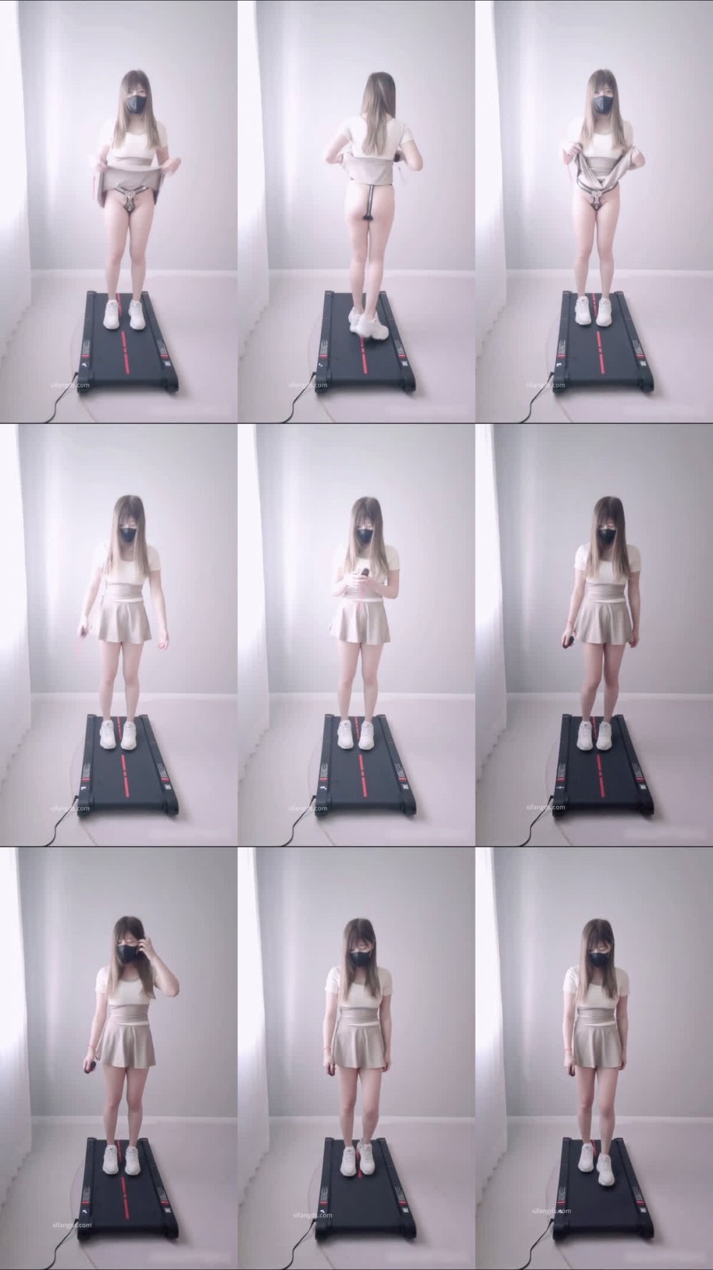 ⚫️11月新品，大奶肥臀少女福利姬【小小Q】羞恥露出，穿著貞操褲在跑步機上運動