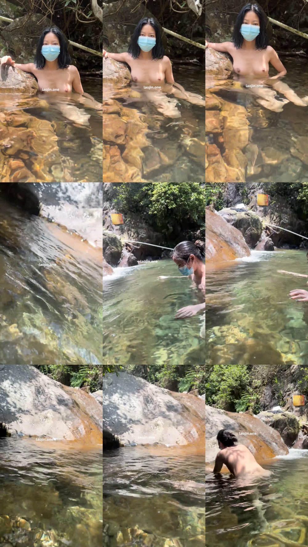 2025年12月最新，【cikaimoonLiWaynix】，野外溪流裸泳，遠處大哥偷偷欣賞，沐浴著陽光