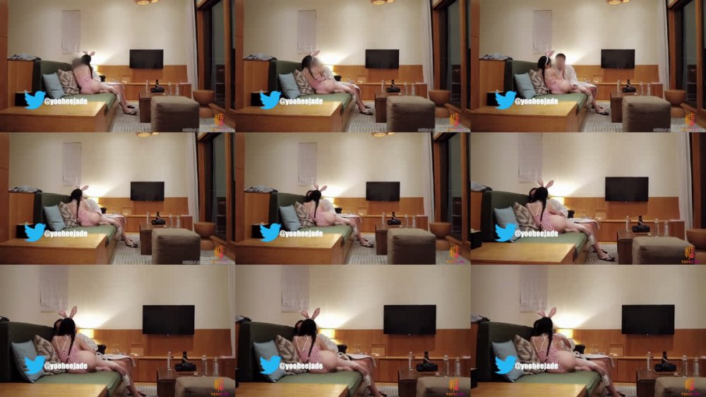 【AI增強】糖心Vlog【兔女郎】性感兔女郎3P蒙眼淫亂被插猜肉棒Yooheejade（CoupleLove）