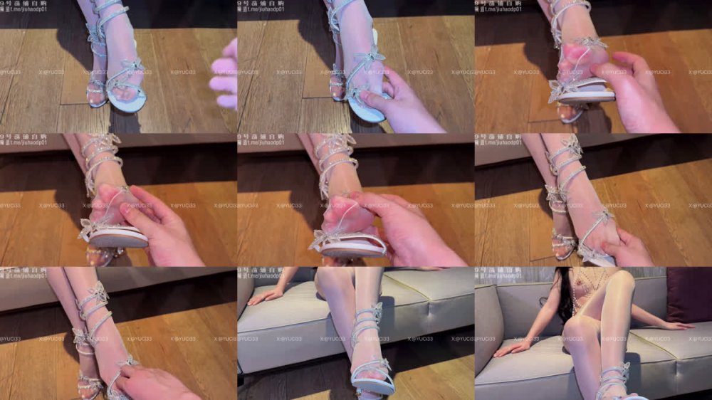 ✅ 九頭身性感禦姐『一個ren 魚刺yuci』 閃閃高跟鞋+珍珠胸鏈 裸足龜頭足交，一邊被龜頭