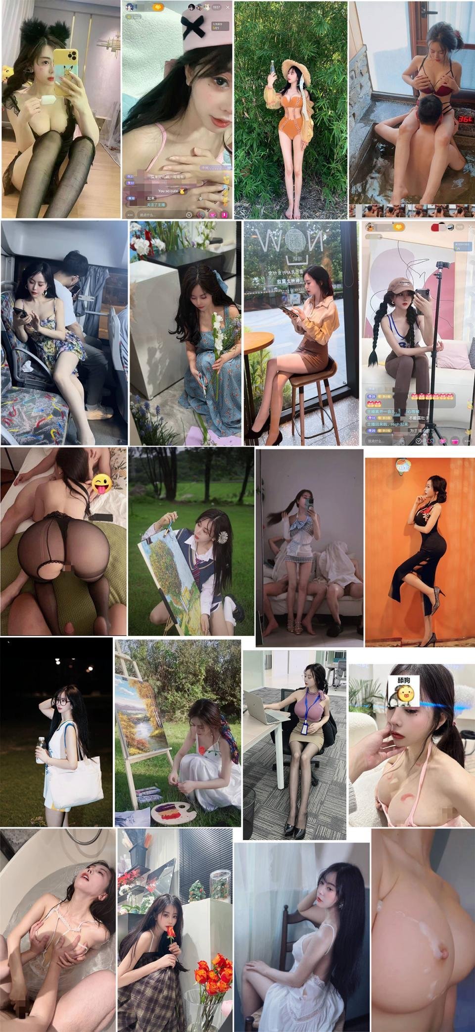 強推！ 抖音花店的老闆娘是個福利姬！ 極品爆乳 絲襪筷子美腿，前凸後翹，長相甜美風騷！ 會花藝畫畫等！ 戶外 大尺度吃雞啪啪等