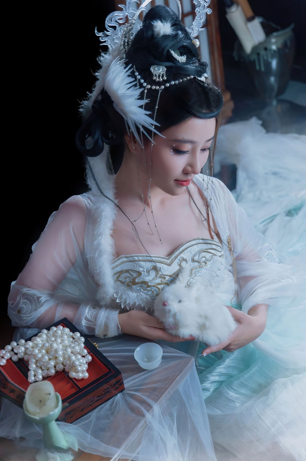 年年古裝 - 嫦娥仙子，白衣玉兔薄紗美人[49P]